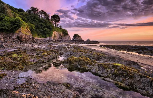 Картинка rock, coast, england, atlantic ocean, lee bay