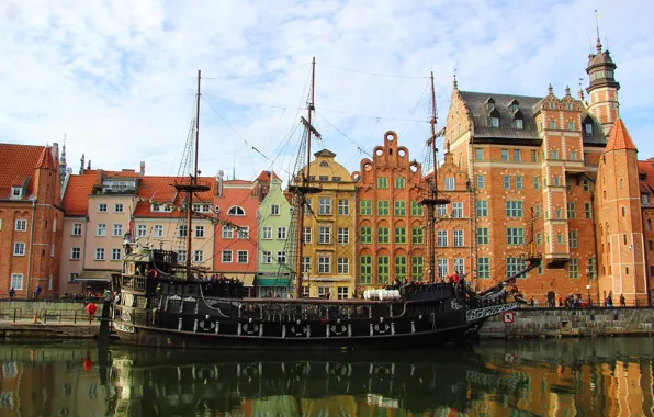House, river, poland, gdansk, motlawa