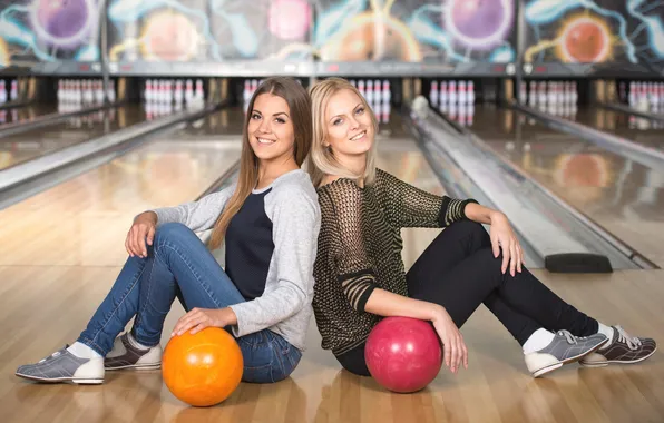 Balls, girls, beautiful, bowling