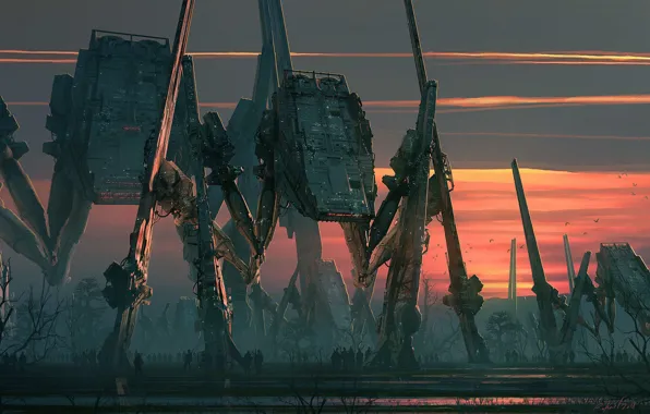 Машины, роботы, waspsnet, Massive War Machines, Imperial Spiders AT-ATs
