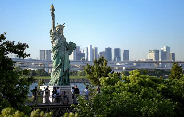 Дома, Япония, Токио, Статуя свободы, Odaiba