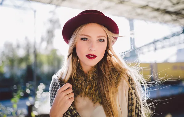 Девушка, шляпа, блондинка