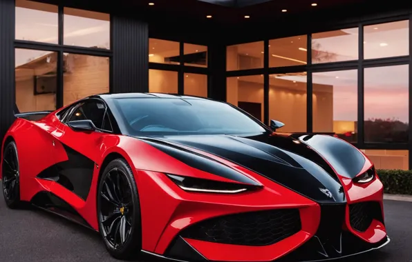 Car, red, sleek