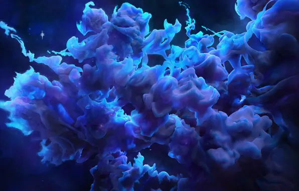 Картинка синий, абстракция, дым