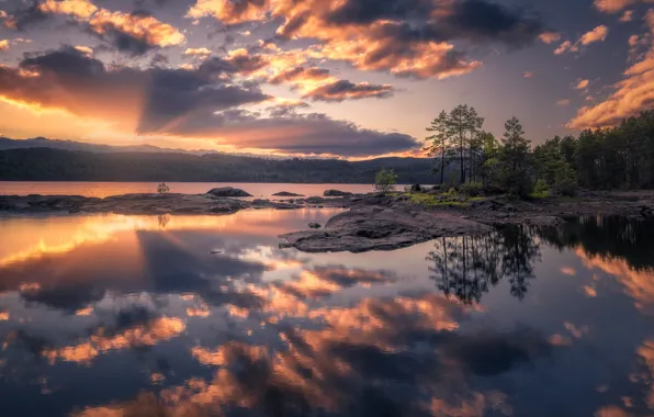 Картинка озеро, утро, Норвегия, Norway