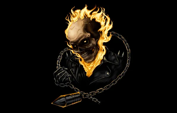 Череп, цепь, призрак, Ghost Rider, гонщик