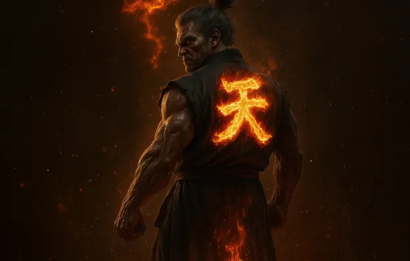 Demon, fire, flame, game, man, martial artist, heat, Street Fighter