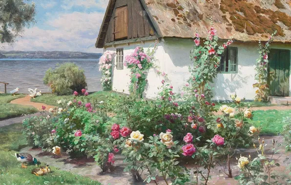 1934, датский живописец, Петер Мёрк Мёнстед, Peder Mørk Mønsted, Danish realist painter, oil on canvas, …
