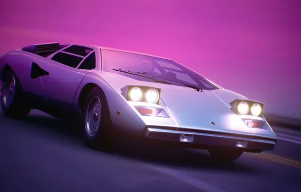 Авто, Музыка, Lamborghini, Машина, Стиль, Фон, 80s, Style