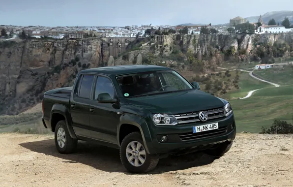 Volkswagen, 2012, 2010, пикап, Amarok, Double Cab, тёмно-зелёный, Trendline