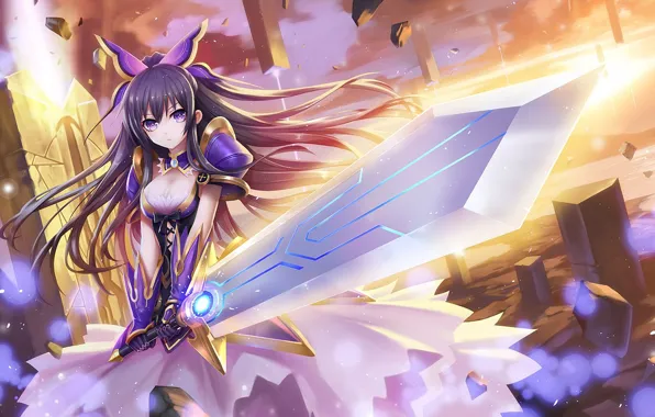 Девушка, дух, меч, anime, art, Date A Live, Tooka Yatogami