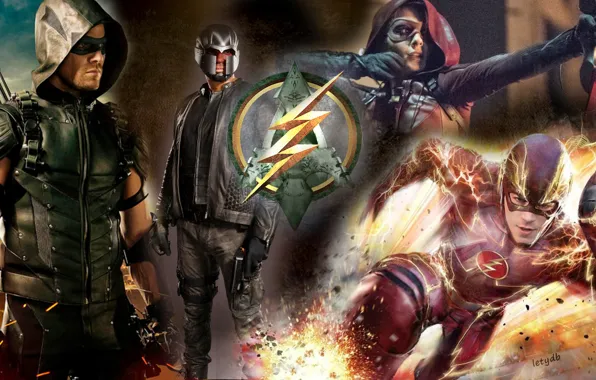 Flash, arrow, barry allen, oliver queen, flash and arrow