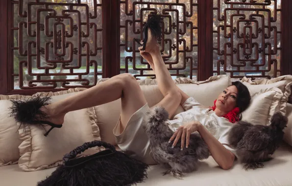 Сумочка, Кровать, Ноги, Мода, Fashion, Lucy Liu, Люси Лью, Alexander Wang