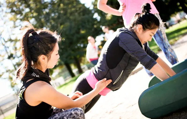 Training, pushups, outdoor activity