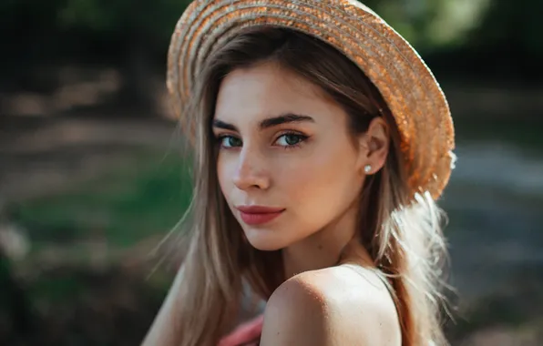 Картинка взгляд, лицо, портрет, шляпка, eyes, smile, pretty, lips
