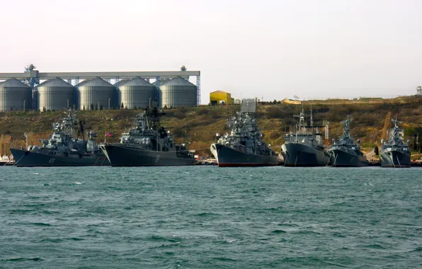 Корабли, причал, боевые, Севастополь