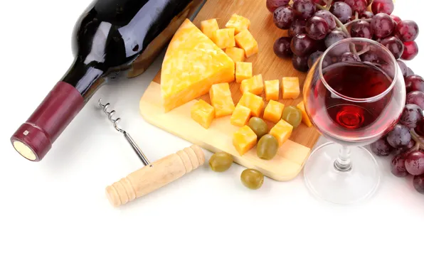 Вино, сыр, виноград, доска, оливки, Wine, Grapes, Cheese