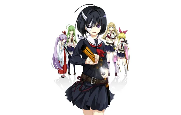 Girl, sword, anime, katana, ken, blade, mask, bishojo