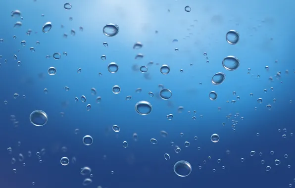 Море, вода, капли, пузыри, океан, капля, минимализм, под водой