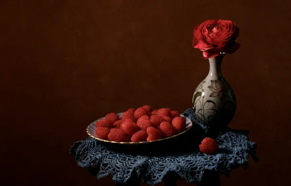 Цветок, ягоды, малина, ваза, натюрморт, Svetlana Povarova Ree, Угощайтесь