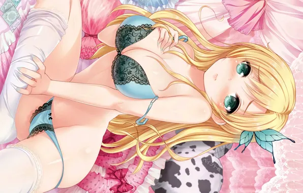 Girl, sexy, lingerie, bra, panties, anime, beautiful, pretty