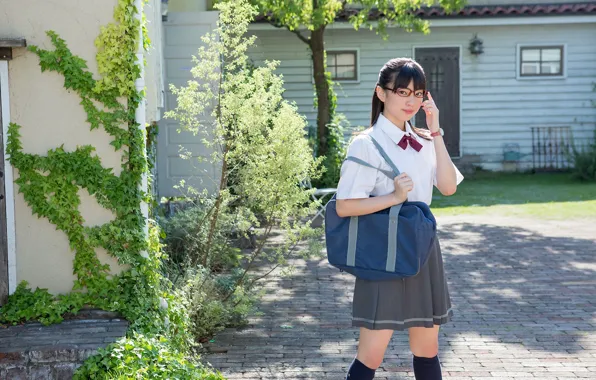 Asian, Model, Woman, Pretty, Japanese, Outdoor, Uniform