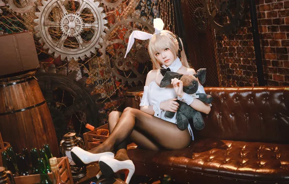 Картинка поза, модель, игрушка, туфли, азиатка, красотка, зайка, model