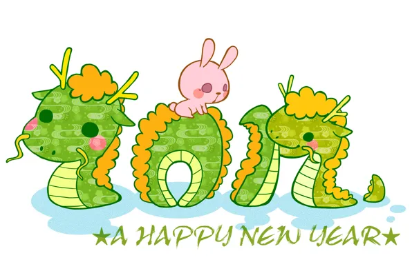 Новый год, кролик, 2012, new year, dragon, дракоша