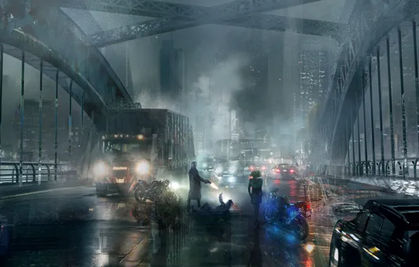 Car, Concept, city, cinema, gun, Art, weapon, truck