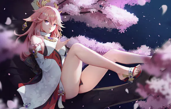 Gadis kawaii, ya miko, dampak genshin