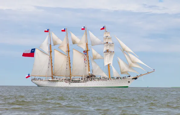 Картинка судно, баркентина, Esmeralda, чилийских ВМС, учебное, парусное