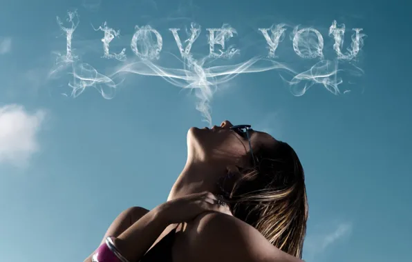 Girl, love, sky, smoke, glasses, situation