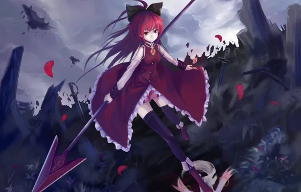 Оружие, платье, копье, мечи, mahou shoujo madoka magica, sakura kyouka