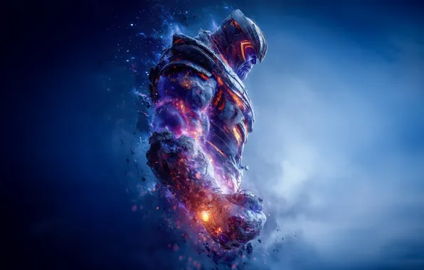 Костюм, дымка, магма, супер герои, Thanos, Танос, фантастический арт, Марвел комикс