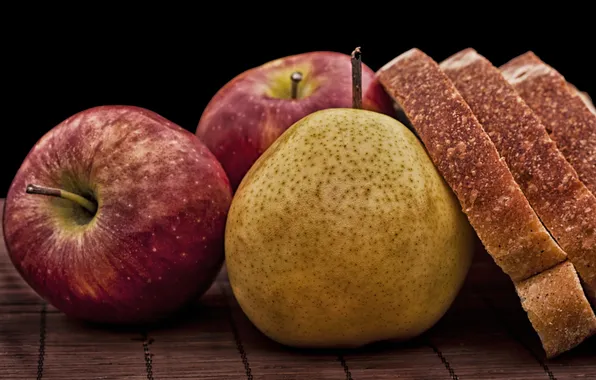 Картинка apple, fruit, pears, bread, naturmort