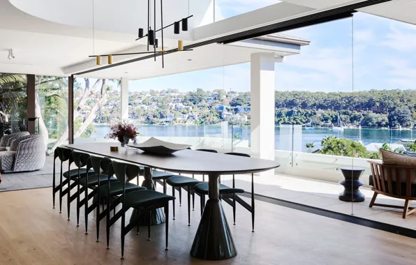Интерьер, Австралия, гостиная, Sydney, столовая, Cove House, open dining area, by Decus Interiors