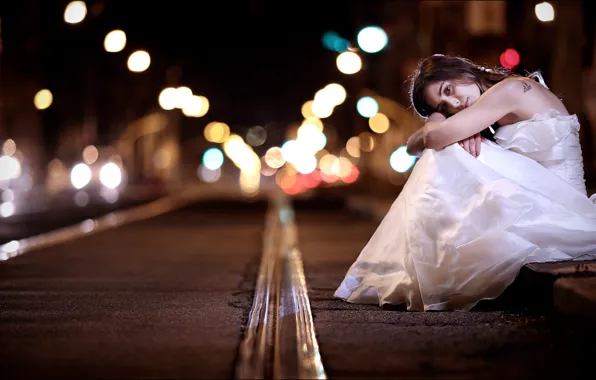Картинка девушка, ночь, улица