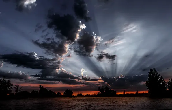 Картинка небо, ночь, река