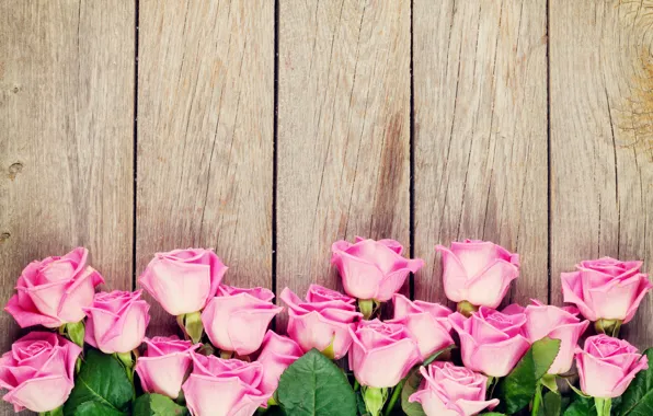 Розы, wood, pink, romantic, roses, розовые розы