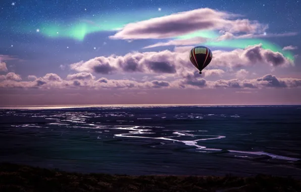 Картинка небо, река, Исландия, river, sky, iceland