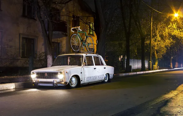 Картинка night, lada, 2101, stance