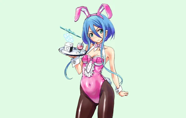 Girl, sexy, cleavage, green eyes, long hair, boobs, anime, beautiful