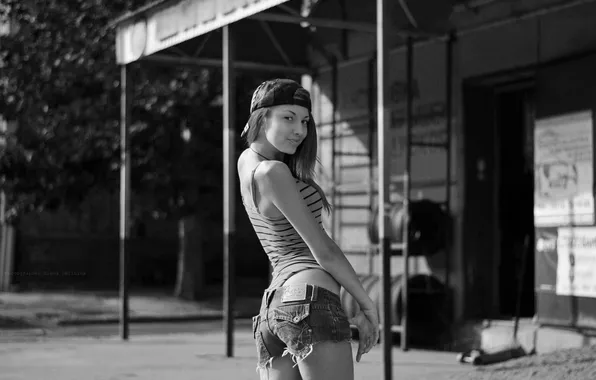 Белый, девушка, шорты, фотограф, girl, photography, photographer, черно