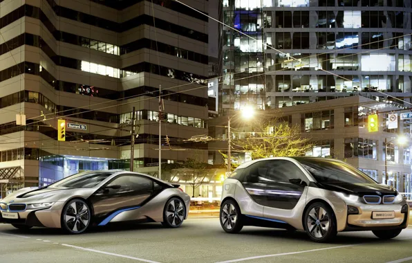 Город, огни, concept, BMW, i8, i3