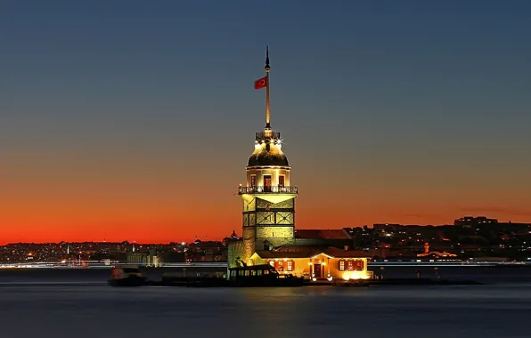 Evening, turkey, istanbul, maiden tower