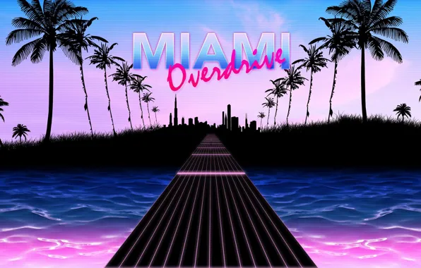 Дорога, Музыка, Гитара, Miami, 80s, Neon, Струны, 80's