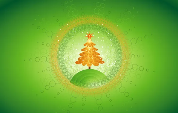 Картинка зеленый, елка, новый год