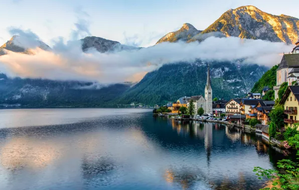 Горы, озеро, Австрия, Austria, Халльштатт