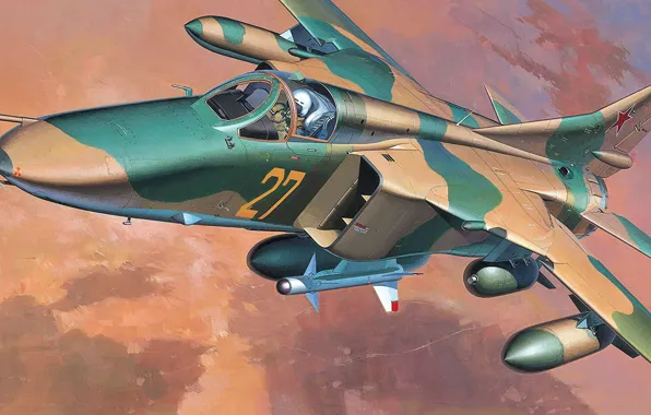 Картинка МиГ-27, ОКБ МиГ, советский сверхзвуковой истребитель-бомбардировщик, Flogger-D