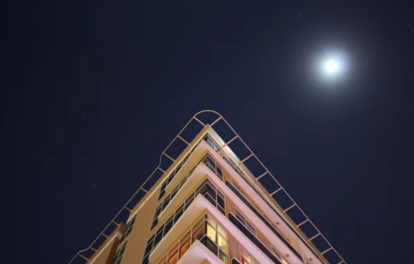 Ночь, город, здание, Дубаи, moon, canon, night, dubai